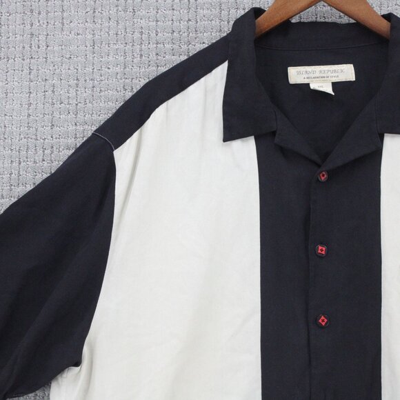 Vintage Island Republic Silk Shirt 2XL Mens Beige All In Poker Graphic Art Rare - Picture 3 of 10